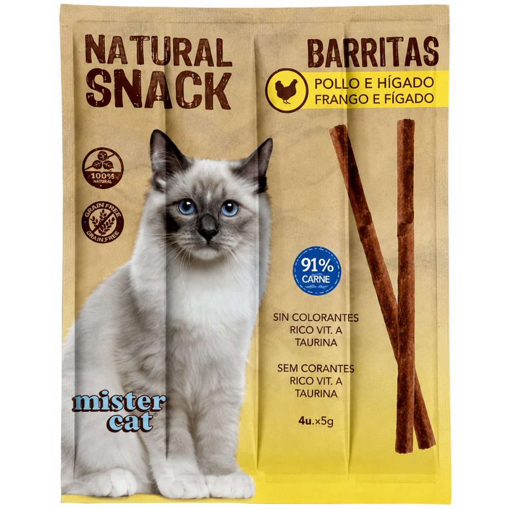 Mister Cat Snack Natural Barritas para Gatos Pack Ahorro al mejor precio -Todoanimal.es