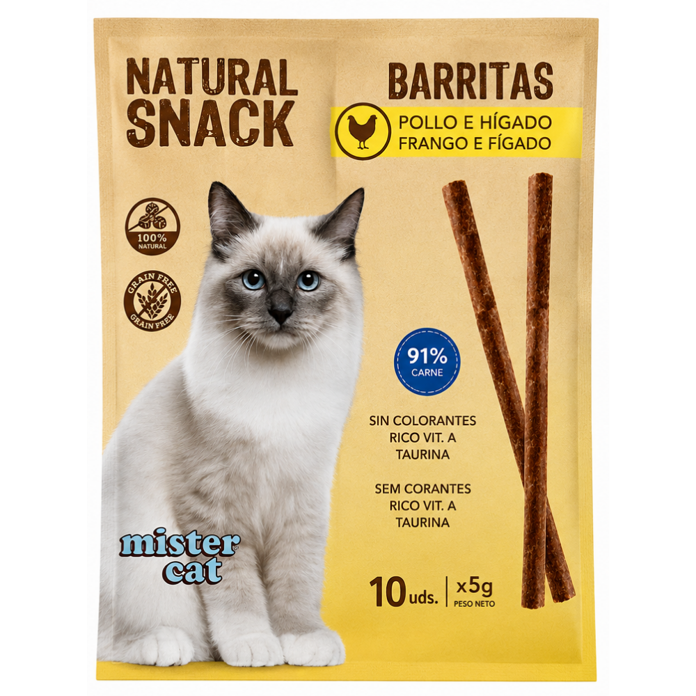 Mister Cat Snack Natural Barritas para Gatos Pack Ahorro al mejor precio -Todoanimal.es