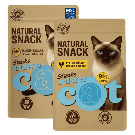 Mister Cat Snack Natural Steaks para Gatos 35 g al mejor precio -Todoanimal.es