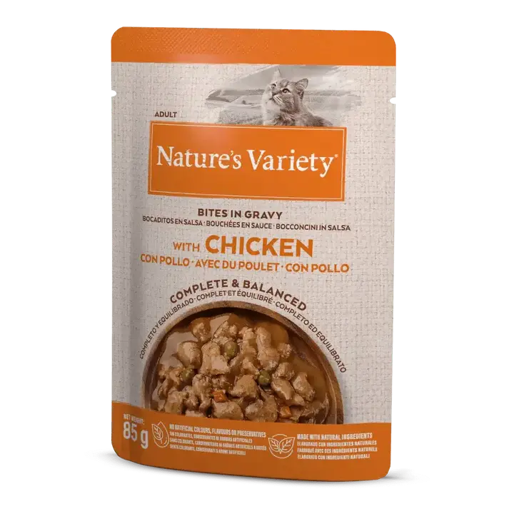 NATURE'S VARIETY CAT BOCADITOS EN SALSA CON POLLO 85GR AFFINITY PETCARE, S.A. UNIPERSONAL