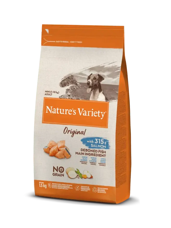 NATURE'S VARIETY DOG ORIGINAL NO GRAIN MINI SALMÓN 1,5KG AFFINITY PETCARE, S.A. UNIPERSONAL