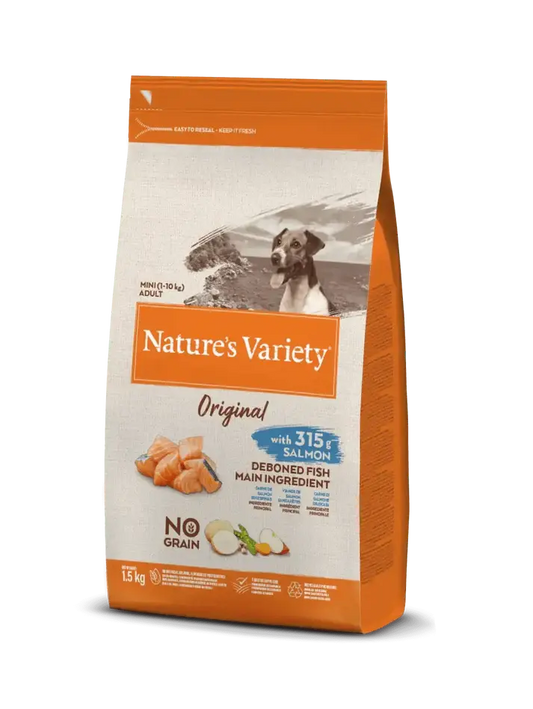 NATURE'S VARIETY DOG ORIGINAL NO GRAIN MINI SALMÓN 1,5KG AFFINITY PETCARE, S.A. UNIPERSONAL