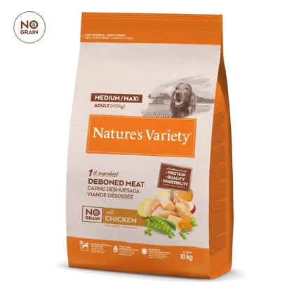 Nature'S Variety No Grain Adult Medium Maxi Pollo Pienso Sin Cereales para Perros al mejor precio -Todoanimal.es