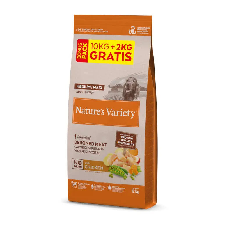 Nature'S Variety No Grain Adult Medium Maxi Pollo Pienso Sin Cereales para Perros al mejor precio -Todoanimal.es