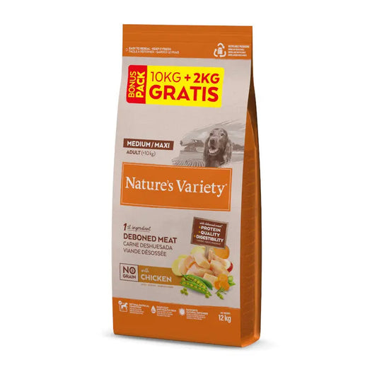 Nature'S Variety No Grain Adult Medium Maxi Pollo Pienso Sin Cereales para Perros al mejor precio -Todoanimal.es