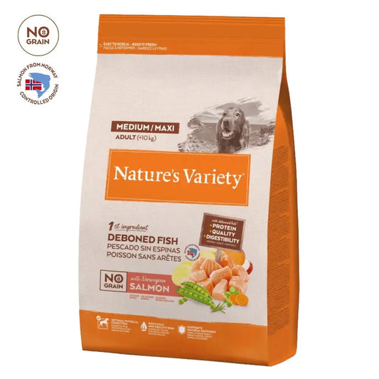 Nature'S Variety No Grain Adult Medium Maxi Salmón Noruego al mejor precio -Todoanimal.es