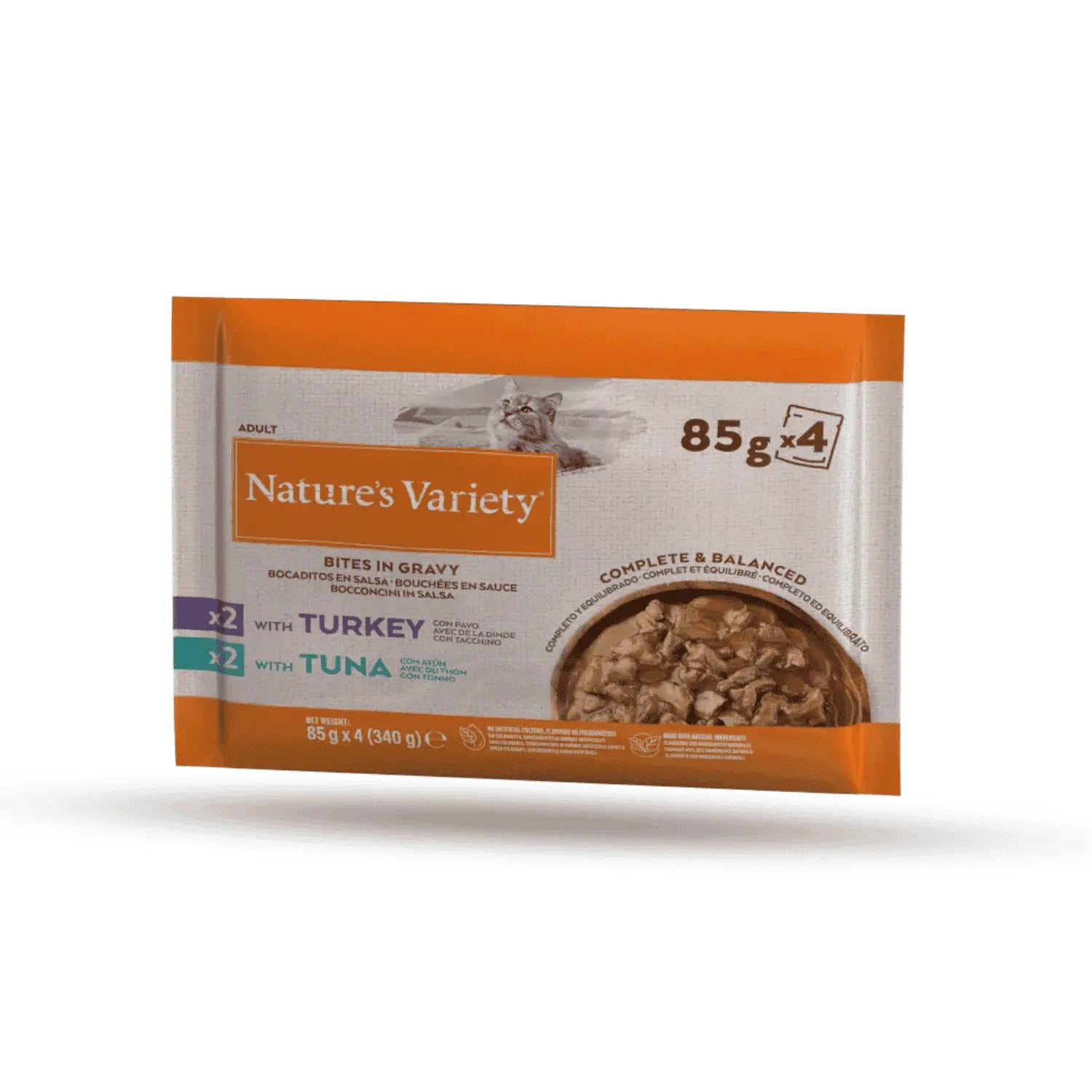 Nature'S Variety Pack 4 Bocaditos en Salsa con Pavo y Atún para Gatos 85g NATURE'S VARIETY