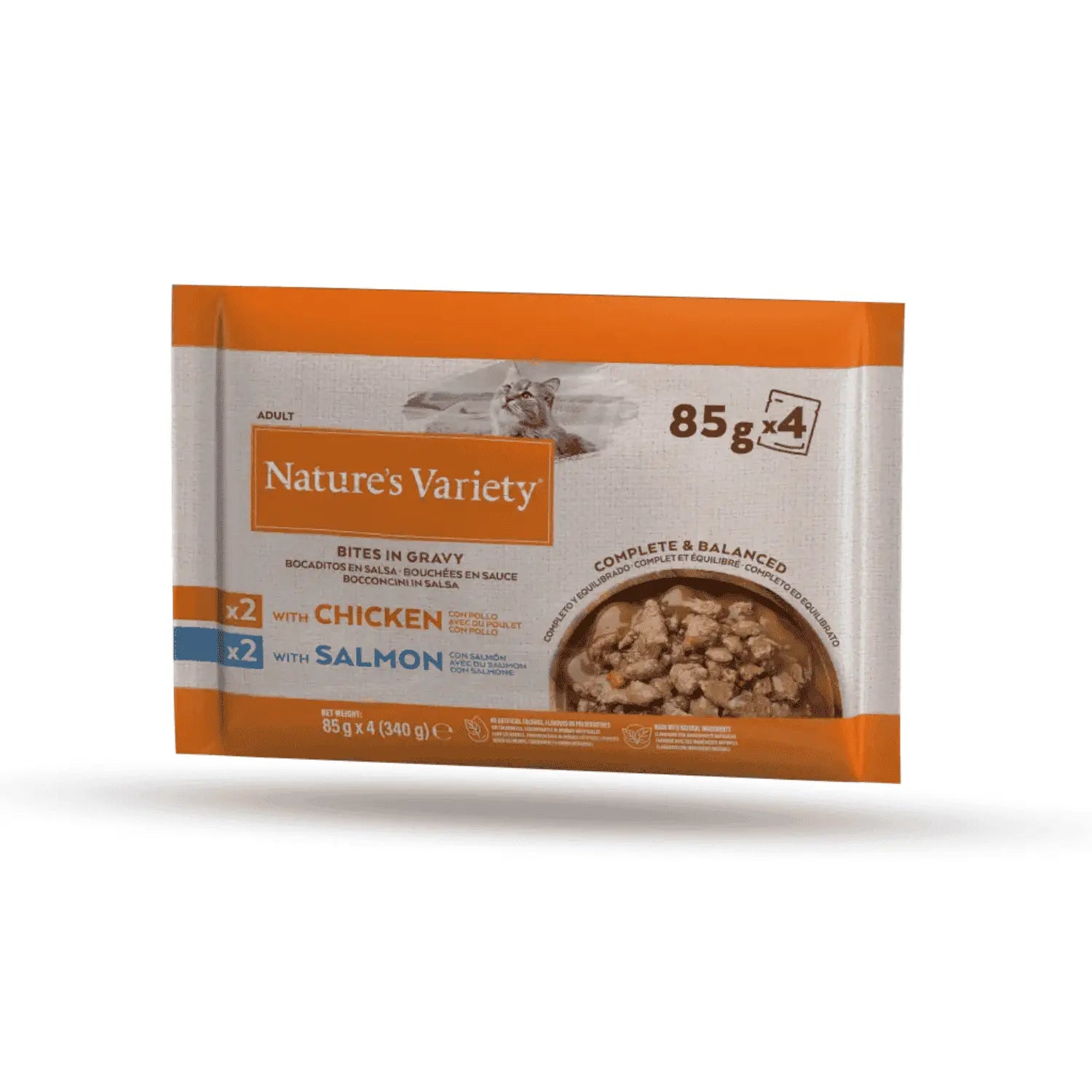 Nature'S Variety Pack 4 Bocaditos en Salsa para Gatos con Pollo y Salmón 85g NATURE'S VARIETY