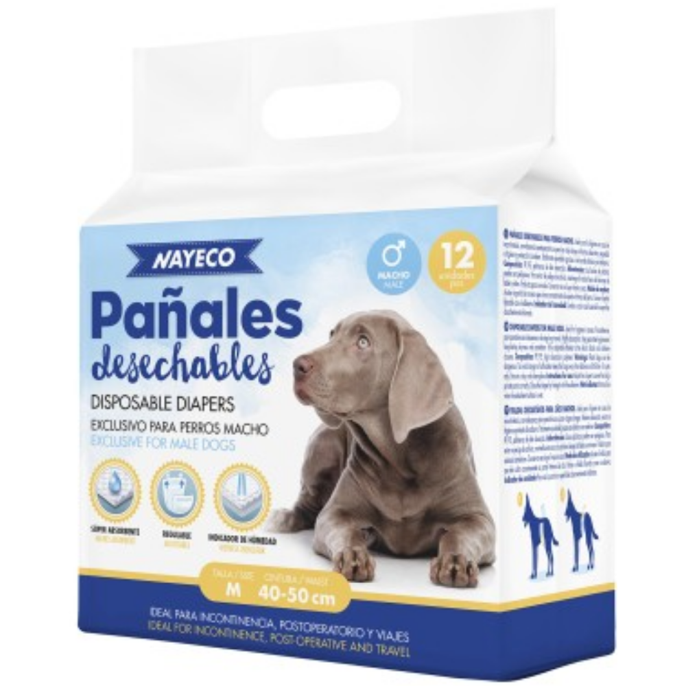 Nayeco Pañal Perro Macho M (40-50 cm) 12Udes. al mejor precio -Todoanimal.es