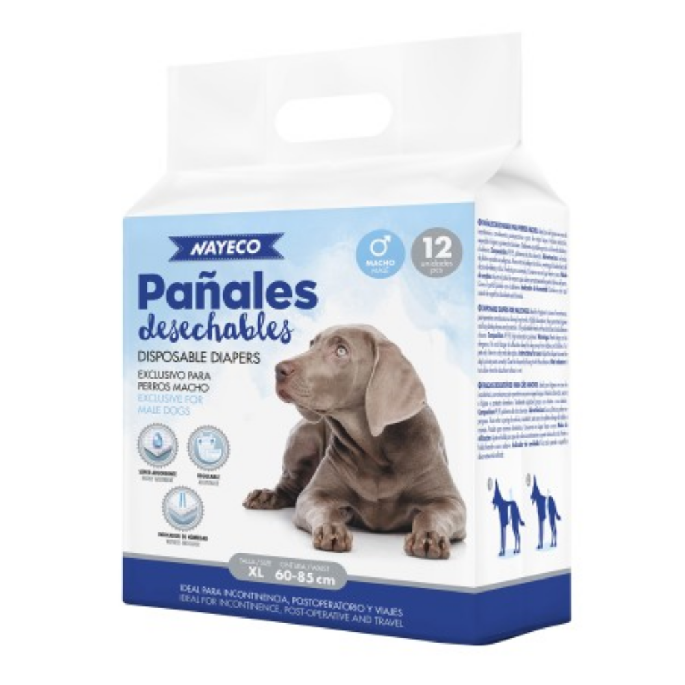 Nayeco Pañal Perro Macho XL (60-85 cm) 12Udes. al mejor precio -Todoanimal.es