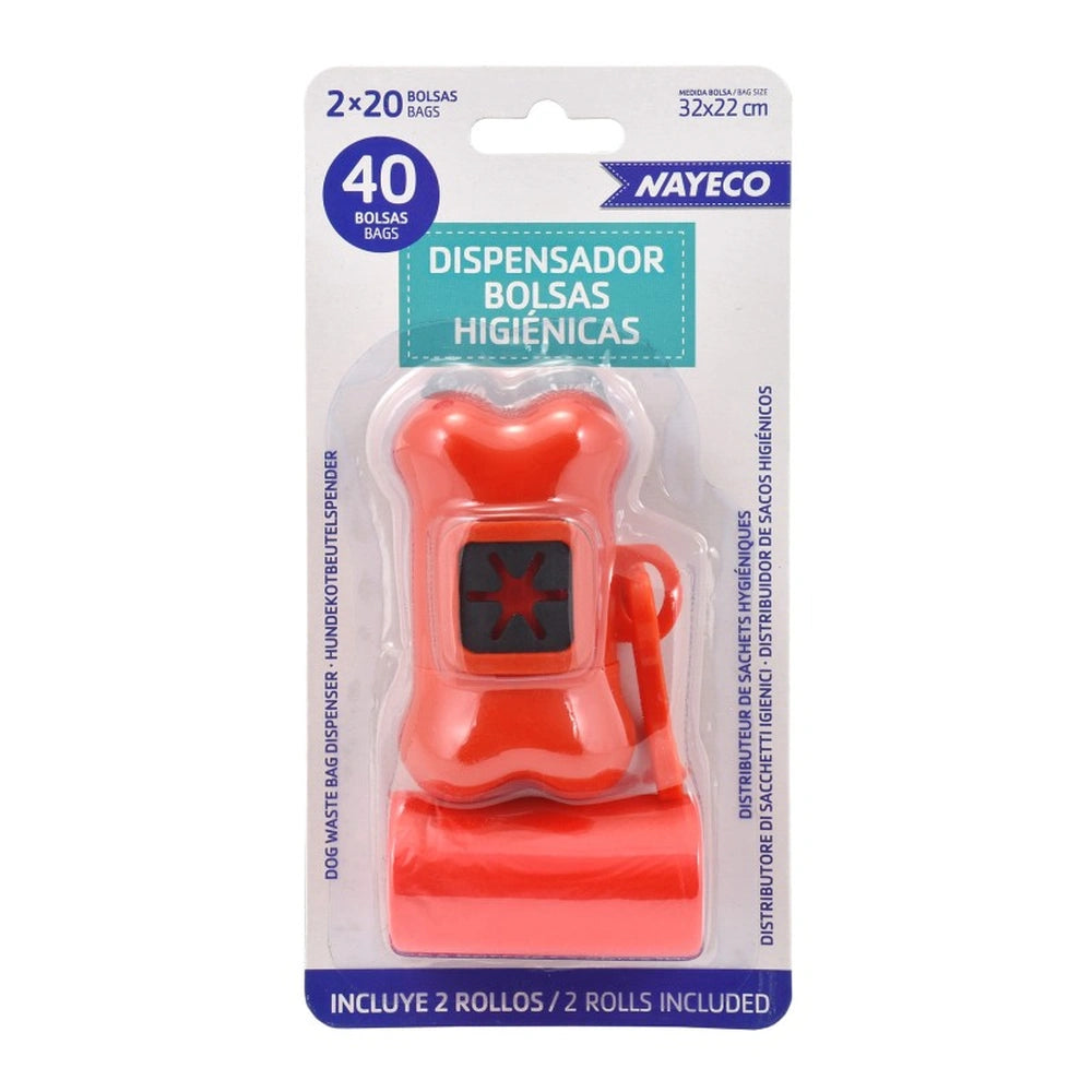 Nayeco Portabolsas Higiénicas + Pack de 2 Rollos de 20 Bolsas al mejor precio -Todoanimal.es