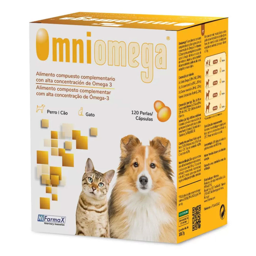 Omniomega Nutracéutico 120 cápsulas | Suplemento Alimenticio de Omega-3 para Perros y Gatos al mejor precio -Todoanimal.es