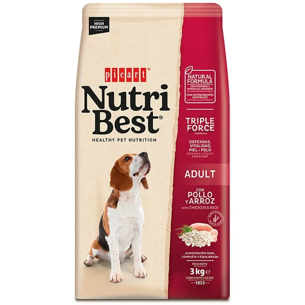 Picart Nutribest Adult Chicken & Rice 15 kg - Pienso Natural para Perros Adultos con Pollo y Arroz NUTRIBEST