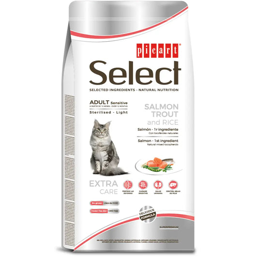 Picart Select Cat Sterilized Light Sensitive 8 kg al mejor precio -Todoanimal.es