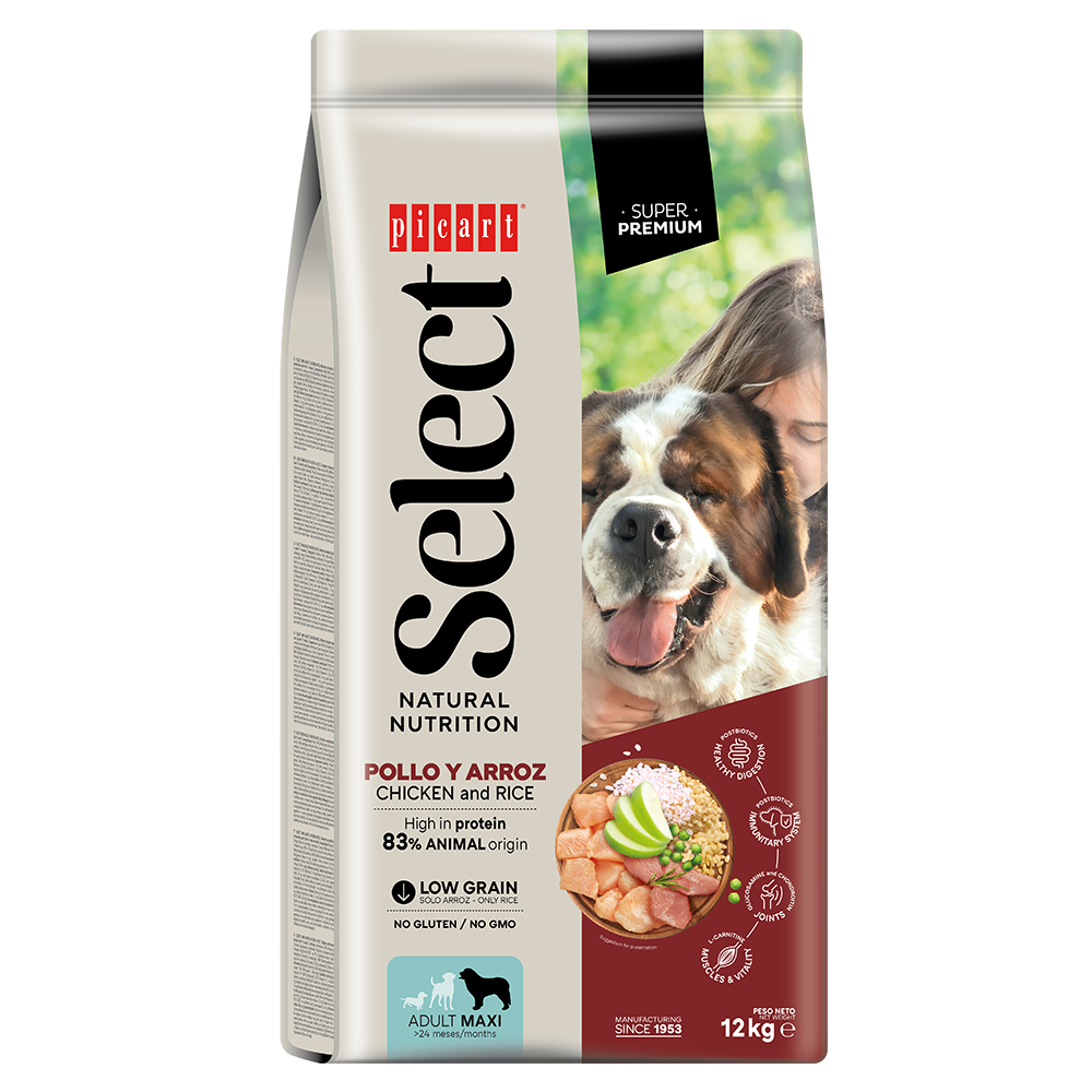 Picart Select Dog Adult Maxi Chicken & Rice 12 kg al mejor precio -Todoanimal.es