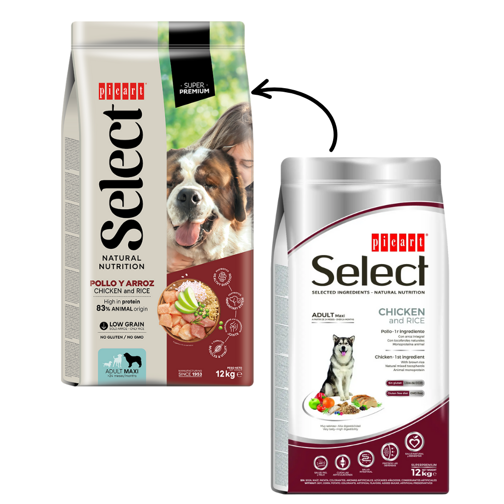 Picart Select Dog Adult Maxi Chicken & Rice 12 kg al mejor precio -Todoanimal.es