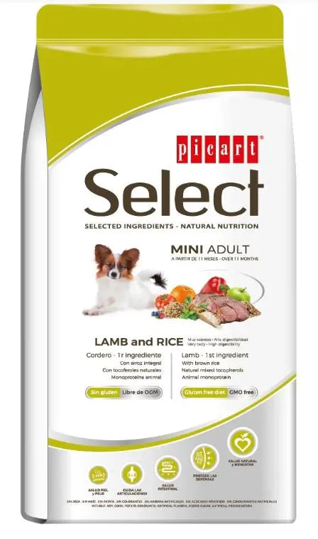 Picart Select Dog Adult Mini Lamb & Rice 8 kg - Todoanimal.es