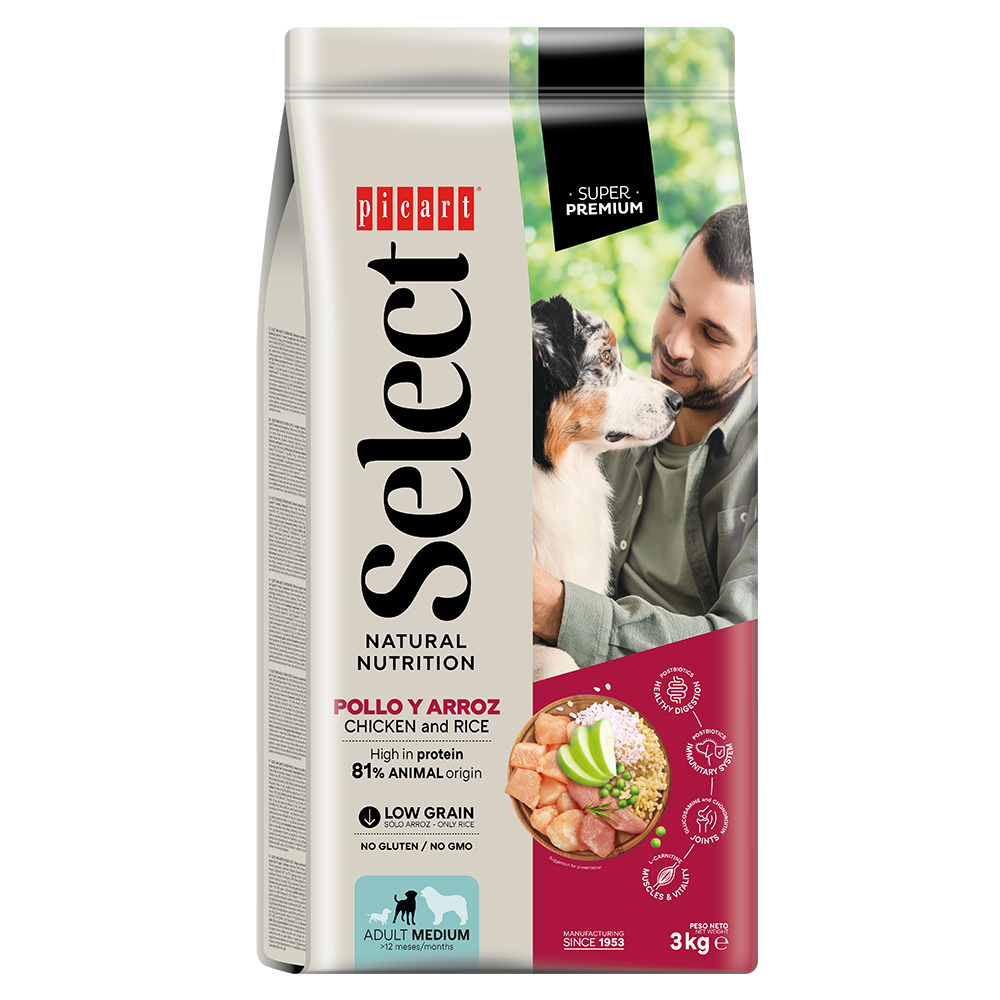 Picart Select Dog Medium Adult Chicken & Rice Pienso para Perros al mejor precio -Todoanimal.es