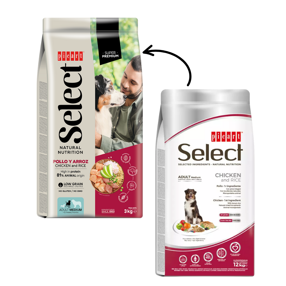 Picart Select Dog Medium Adult Chicken & Rice Pienso para Perros al mejor precio -Todoanimal.es