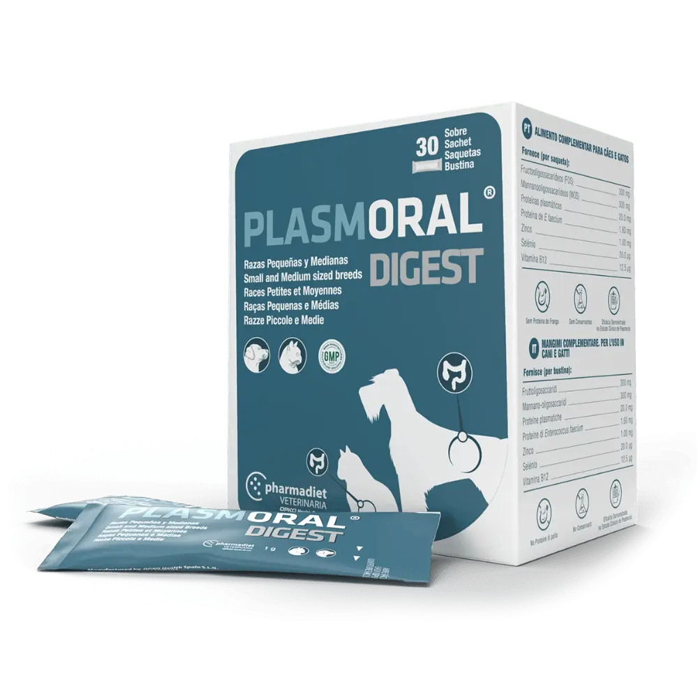 Plasmoral Digest Razas Pequeñas y Gatos Sobre(Trastornos Intsestinales) al mejor precio -Todoanimal.es