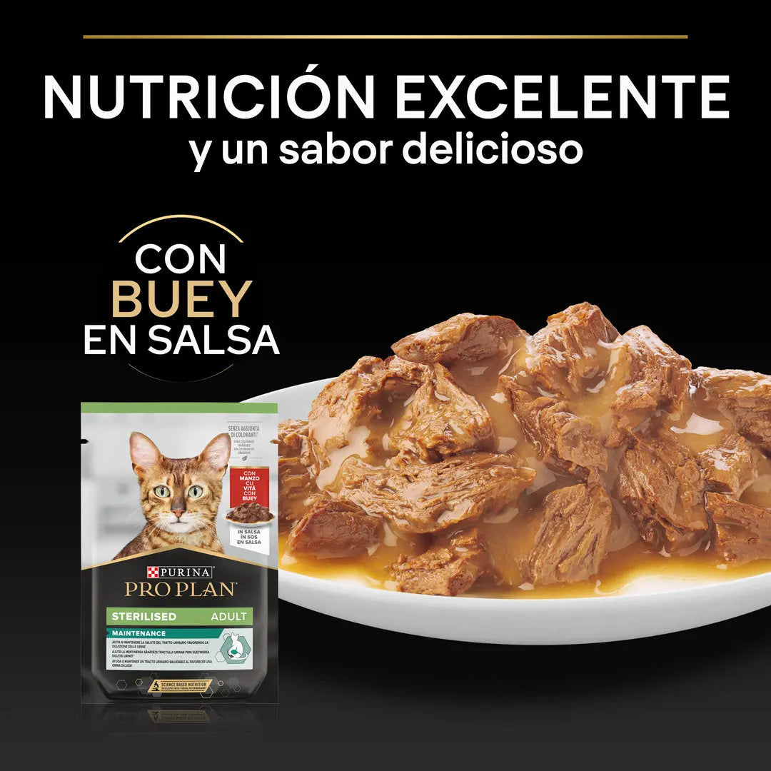 Pro Plan Cat Sobre Adult Sterilised Buey 85 g al mejor precio -Todoanimal.es