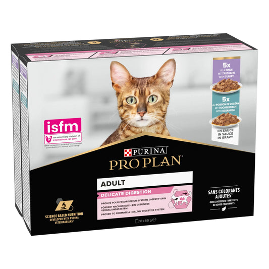 Pro Plan Cat Sobre Delicate Pescado&Pavo Pack 10X85 g al mejor precio -Todoanimal.es