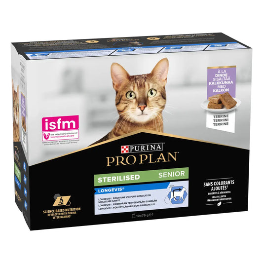 Pro Plan Cat Sobre Sterilised 7+ Pavo Pack 10X85 g al mejor precio -Todoanimal.es