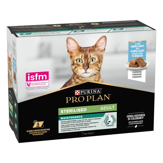 Pro Plan Cat Sobre Sterilised Bacalao Pack 10X75 g al mejor precio -Todoanimal.es