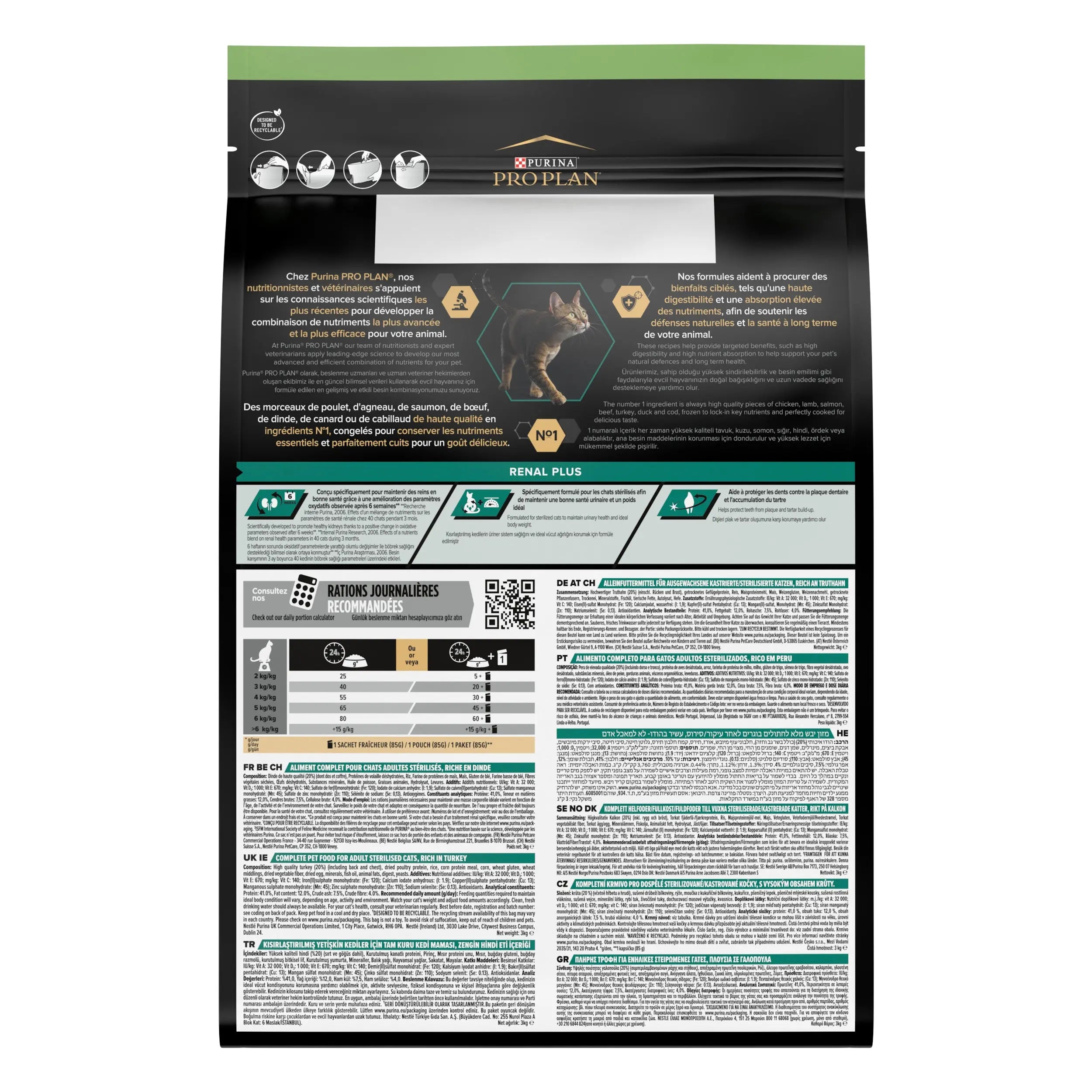 Pro Plan Cat Sterilized Adult Renal+ Pavo 3 kg al mejor precio -Todoanimal.es