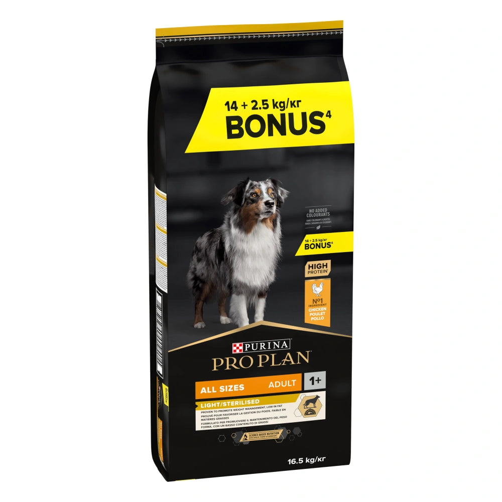 Pro Plan Dog AllSize Adult Light Sterilized Pollo 14kg+2,5kg gratis al mejor precio -Todoanimal.es