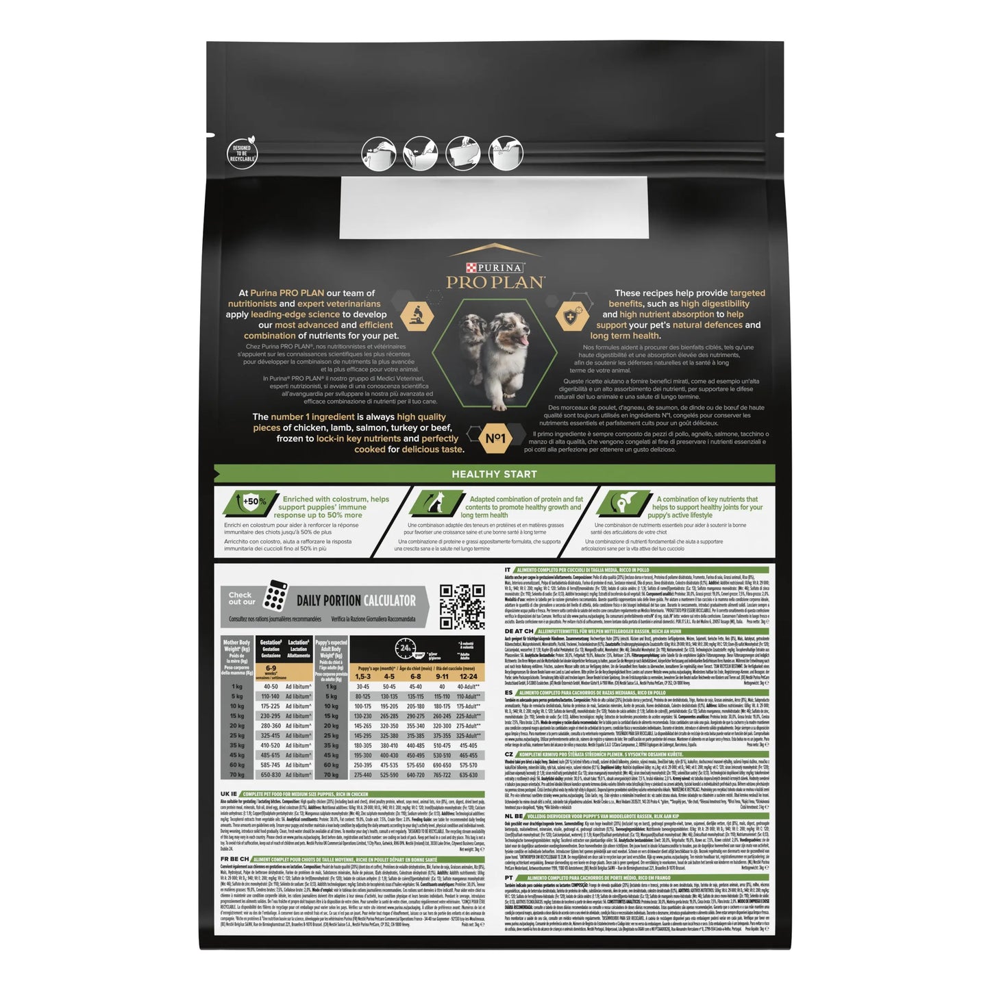Pro Plan Dog Medium Puppy Start Pollo 3 kg al mejor precio -Todoanimal.es