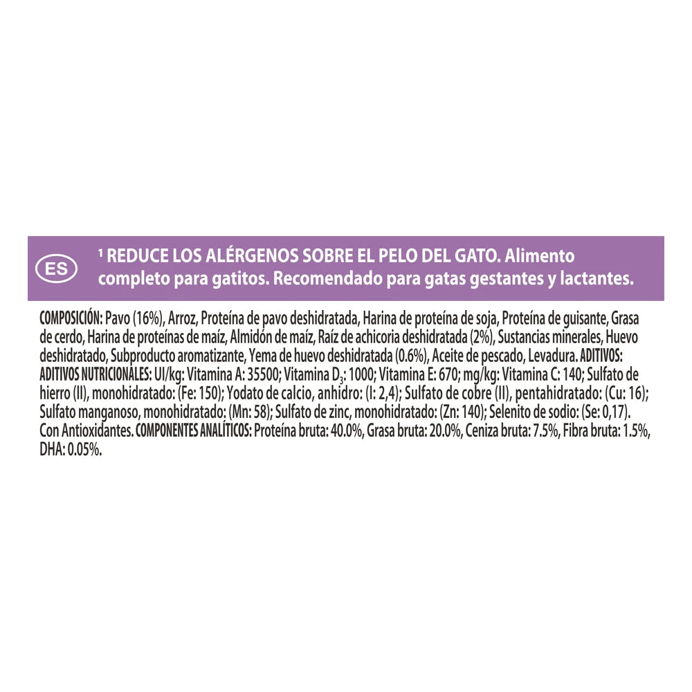 Pro Plan LiveClear Kitten Pavo Pienso para Gatitos Reduce Alérgenos sobre el Pelo del Gato al mejor precio -Todoanimal.es