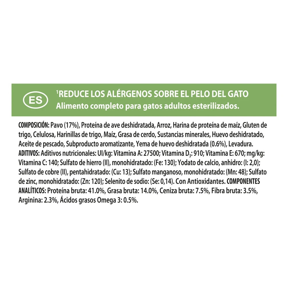 Pro Plan LiveClear Sterilised Adult Pavo Pienso Reduce Alérgenos sobre el Pelo del Gato al mejor precio -Todoanimal.es