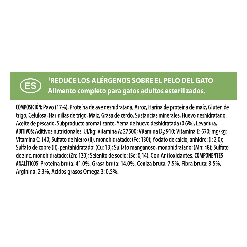 Pro Plan LiveClear Sterilised Adult Pavo Pienso Reduce Alérgenos sobre el Pelo del Gato al mejor precio -Todoanimal.es