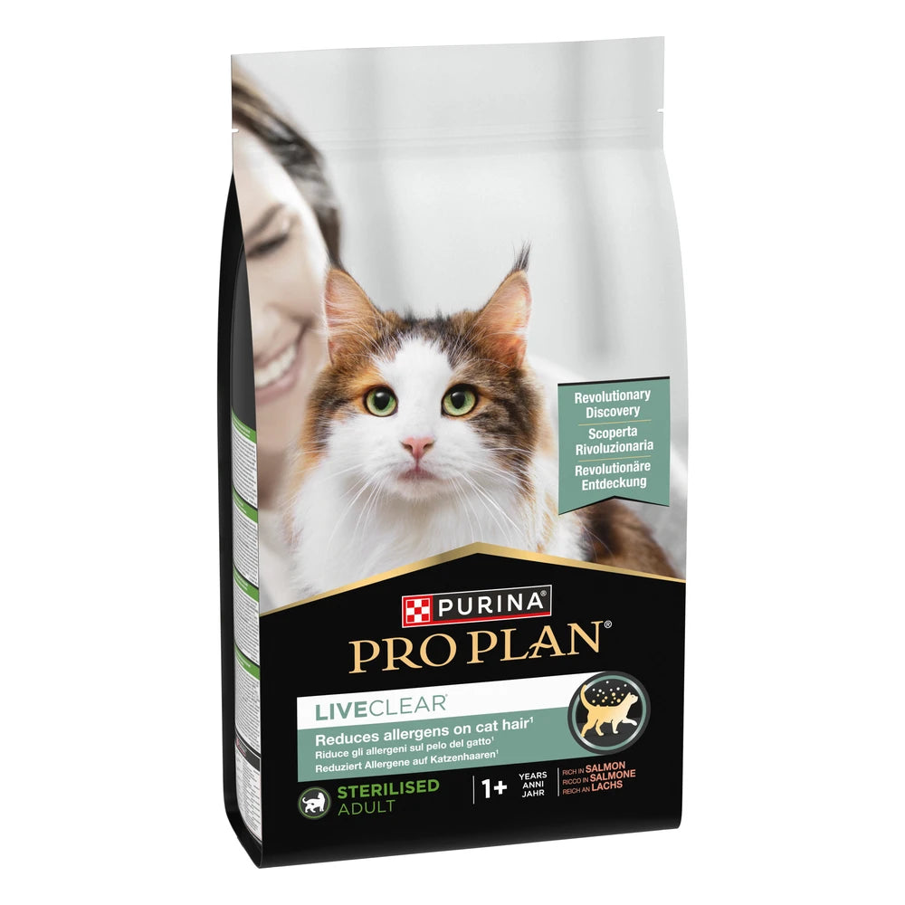 Pro Plan LiveClear Sterilised Adult Salmón Pienso Reduce Alérgenos sobre el Pelo del Gato al mejor precio -Todoanimal.es
