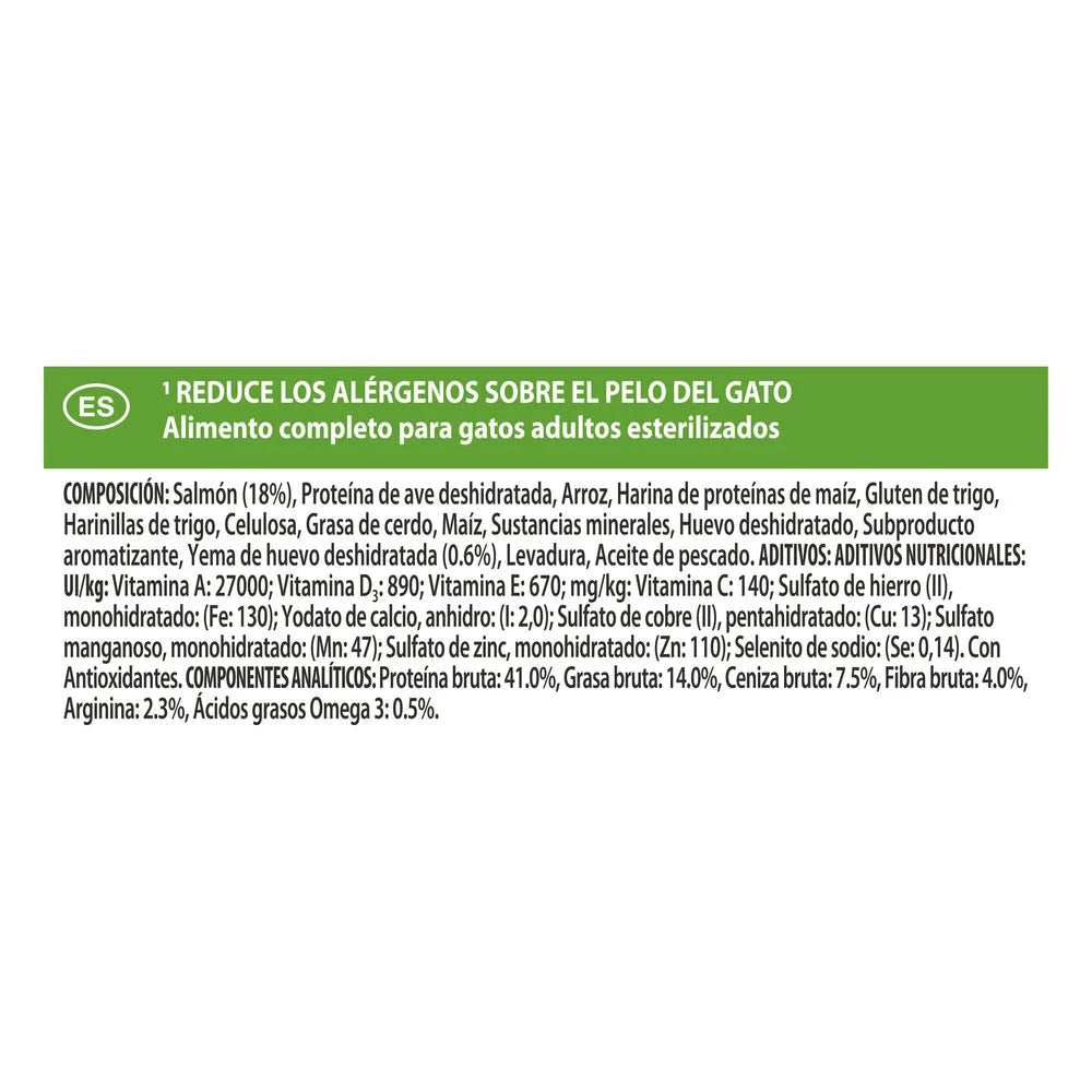 Pro Plan LiveClear Sterilised Adult Salmón Pienso Reduce Alérgenos sobre el Pelo del Gato al mejor precio -Todoanimal.es