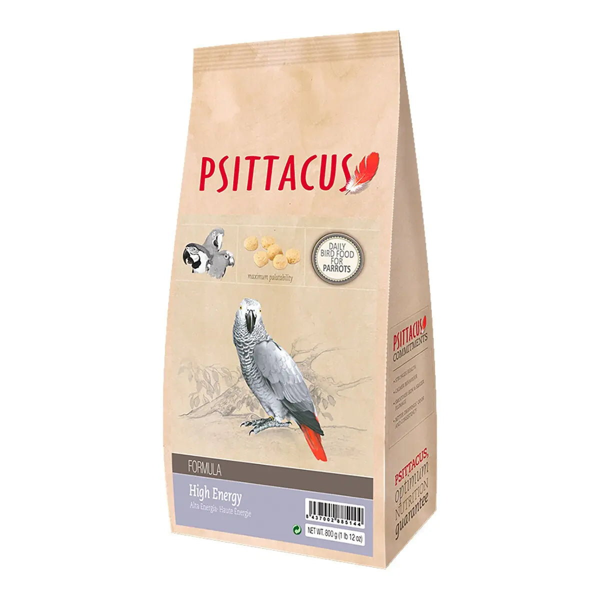 Psittacus Pienso Alta Energía para Pájaros | You-Yous, Loros, Guacamayos 800 g PSITTACUS
