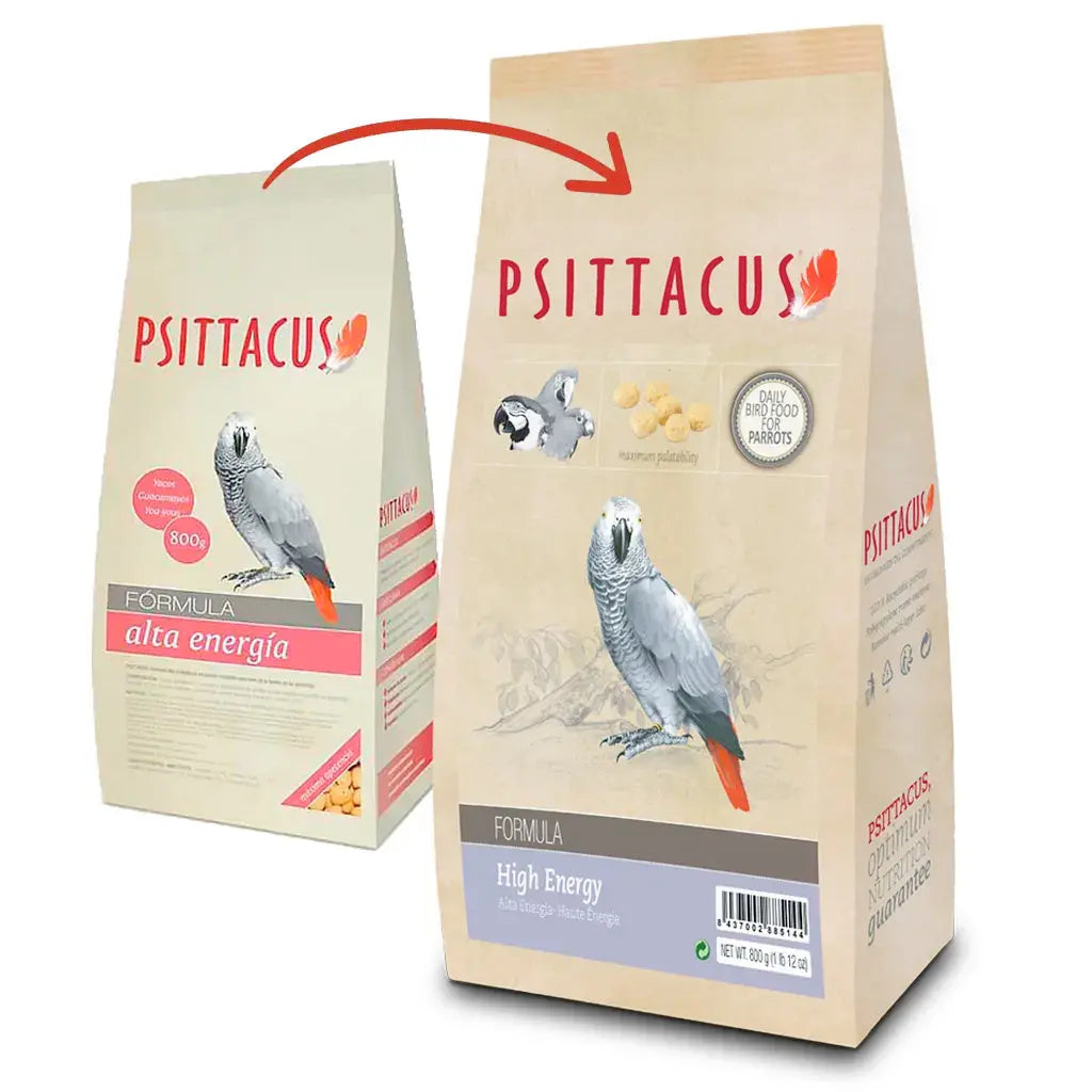 Psittacus Pienso Alta Energía para Pájaros | You-Yous, Loros, Guacamayos 800 g PSITTACUS
