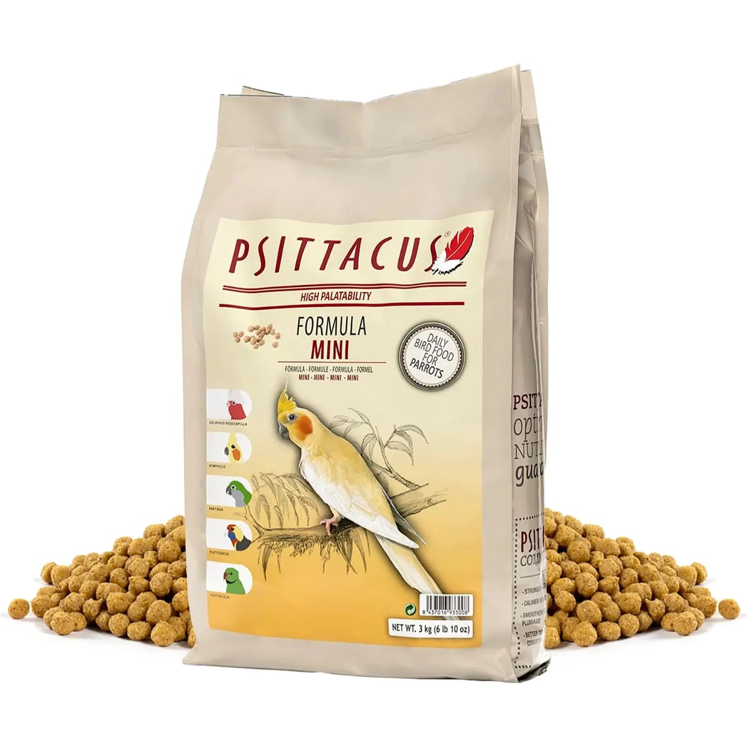Psittacus Pienso Mini Completo para Ninfas, Cotorras y Cacatúas PSITTACUS
