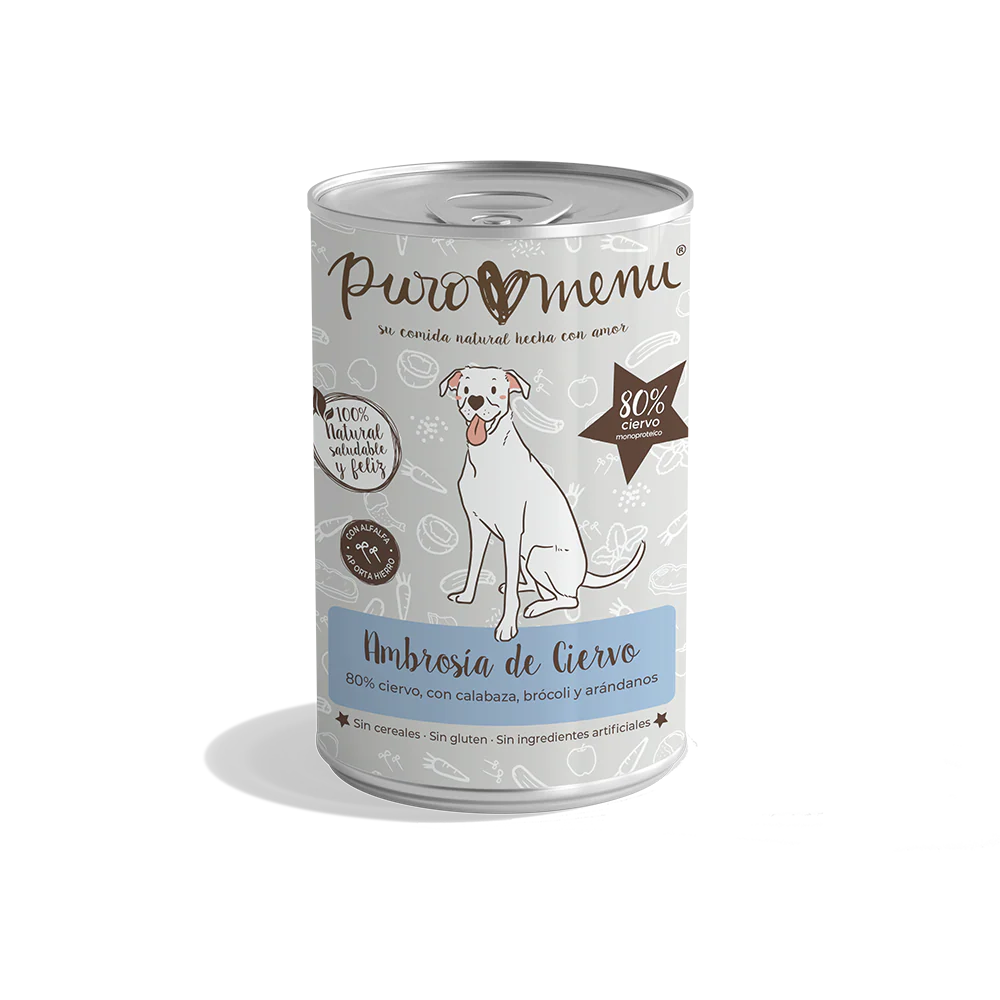 Puro Menú Ambrosía de Ciervo Lata Comida Húmeda para Perros al mejor precio -Todoanimal.es