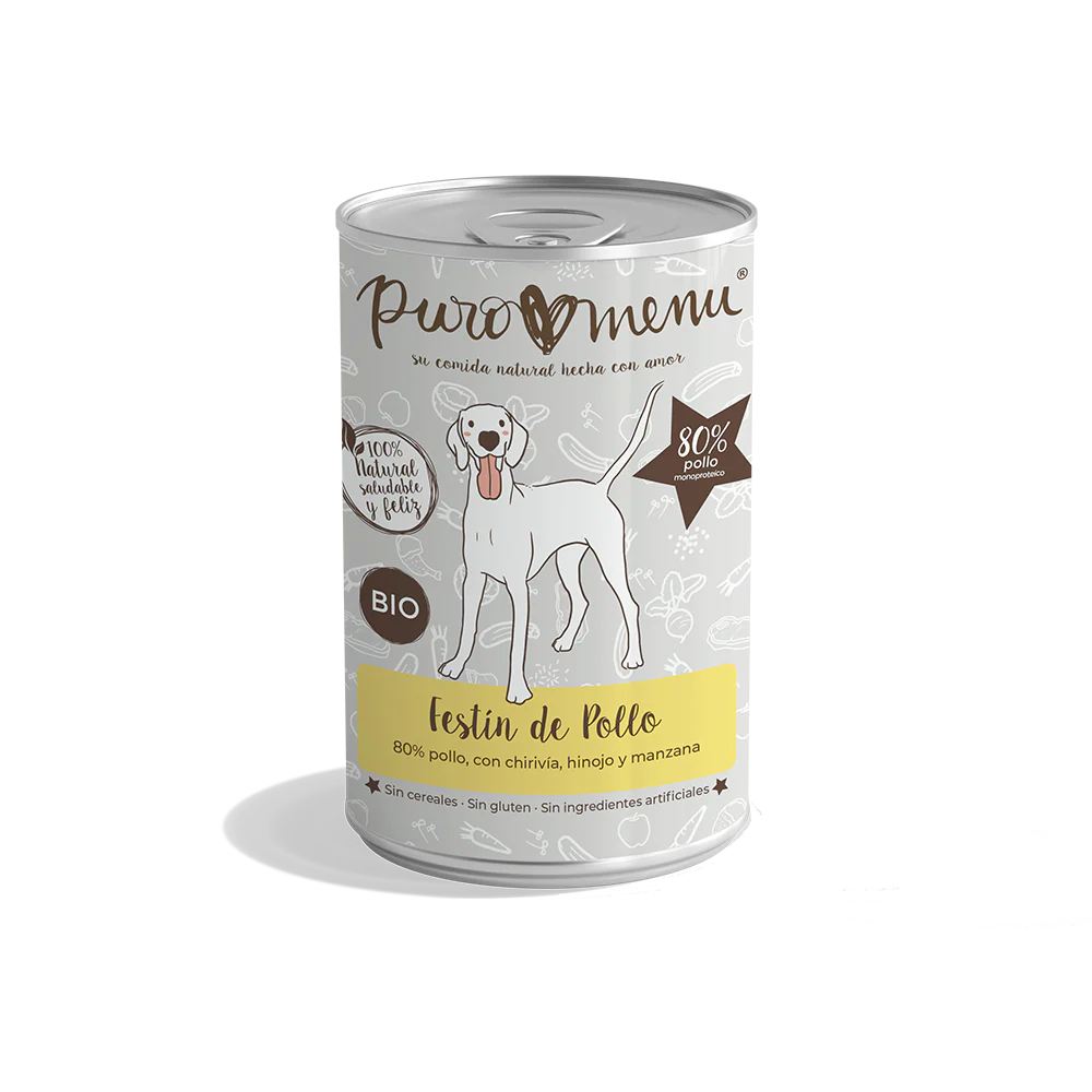 Puro Menú BIO Festín de Pollo Lata Comida Húmeda para Perros al mejor precio -Todoanimal.es