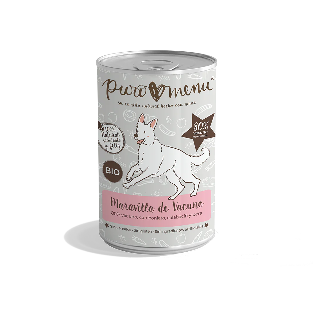 Puro Menú BIO Maravilla de Vacuno Lata Comida Húmeda para Perros al mejor precio -Todoanimal.es
