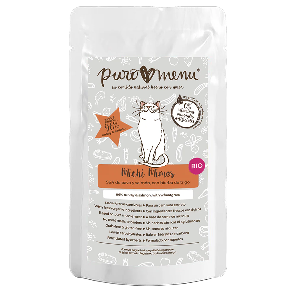 Puro Menú BIO Michi Mimos Comida Húmeda de Pavo y Salmón para Gatos al mejor precio -Todoanimal.es