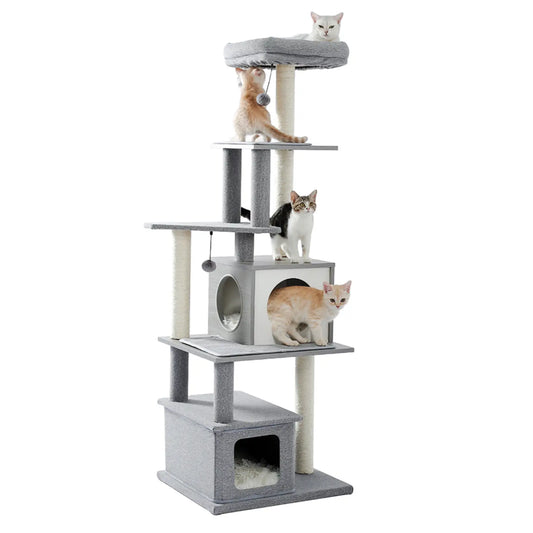 Rascador Hood Gris para Gatos 54x48,5x157cm FREEDOG