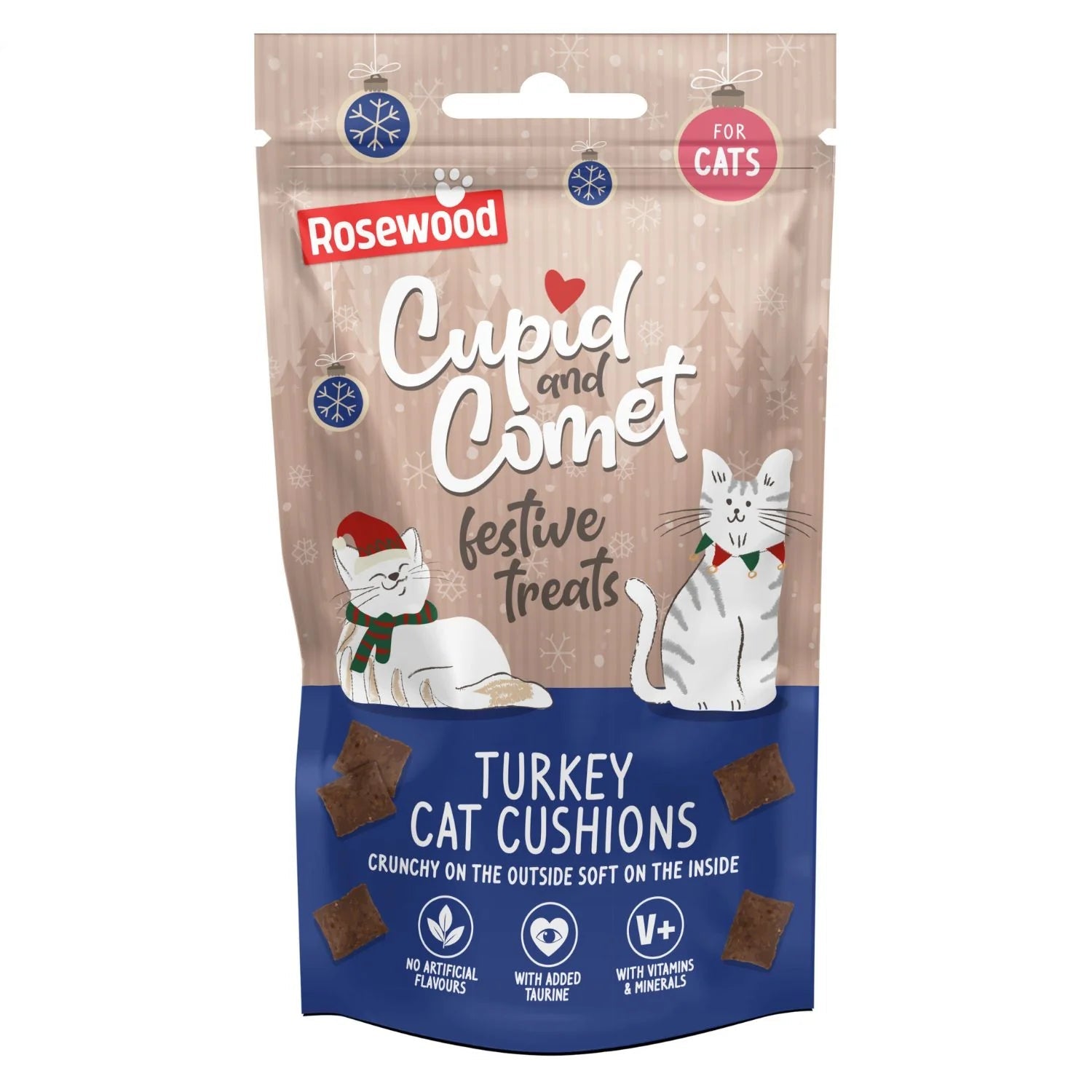 Rosewood Snack Cat Navidad Cushions con Pavo 60 g al mejor precio -Todoanimal.es