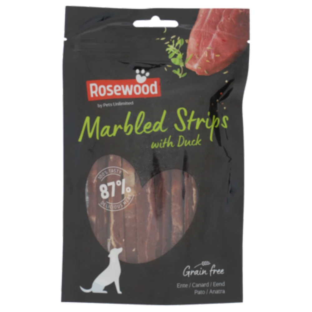 Rosewood Snack Marbled Strips de Pato para Perros al mejor precio -Todoanimal.es