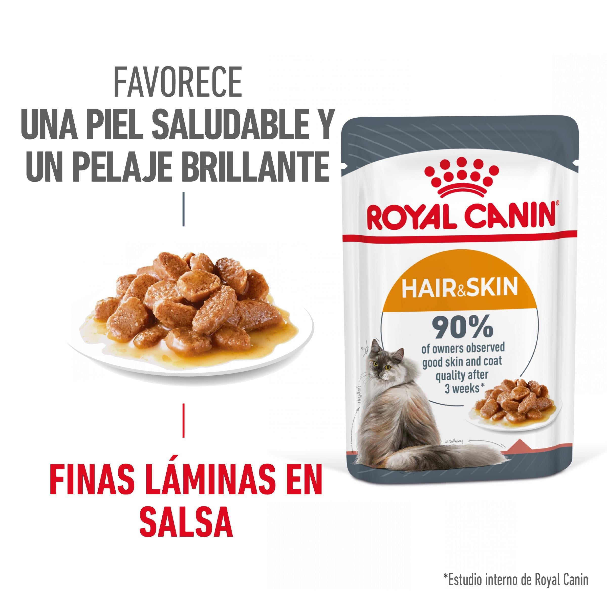 Royal Canin Hair & Skin Care Finas Láminas en Salsa 85 g Húmedo para Gatos al mejor precio -Todoanimal.es