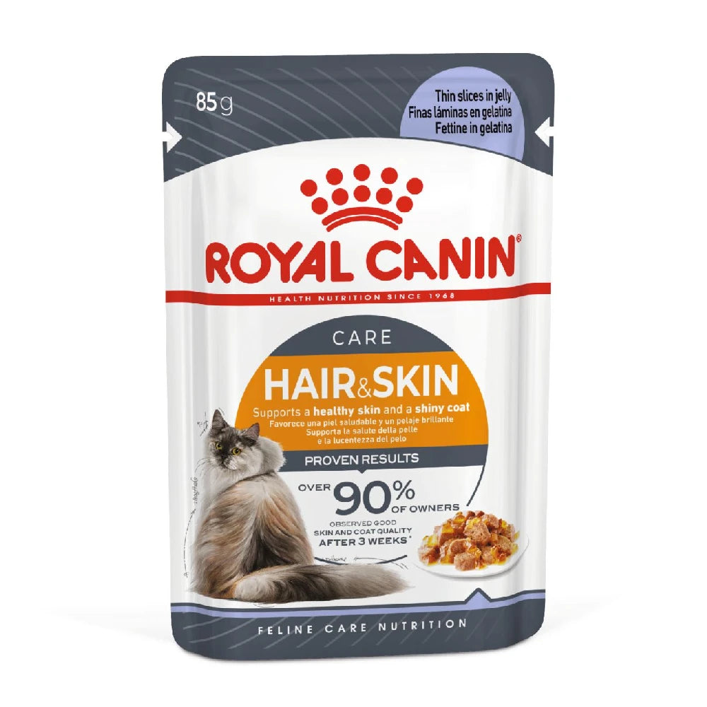 Royal Canin Hair & Skin Finas Láminas en Gelatina 85 g Comida Húmeda para Gatos al mejor precio -Todoanimal.es