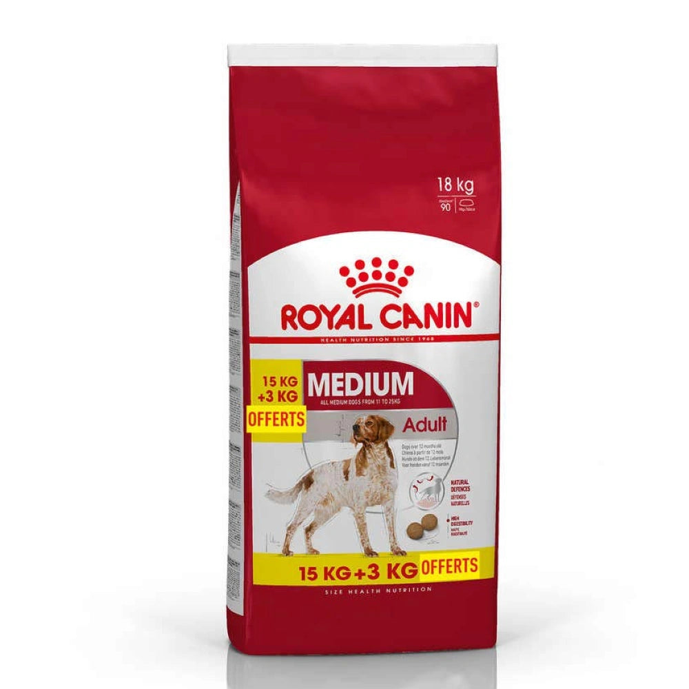 Royal Canin Medium Adult Pienso para Perros 15+3kg al mejor precio -Todoanimal.es
