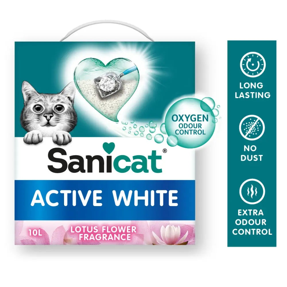 Sanicat Arena para Gatos Aglomerante Active White Lotus 6L –  Fragancia Flor de Loto - Alta Absorción SANICAT